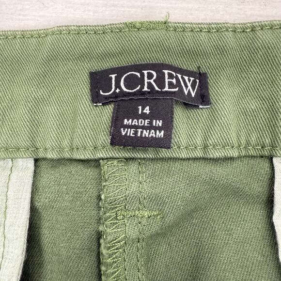 J.Crew Pleated Capeside Chino Pants Women 14 Green Relaxed Straight Cotton - Picture 9 of 15
